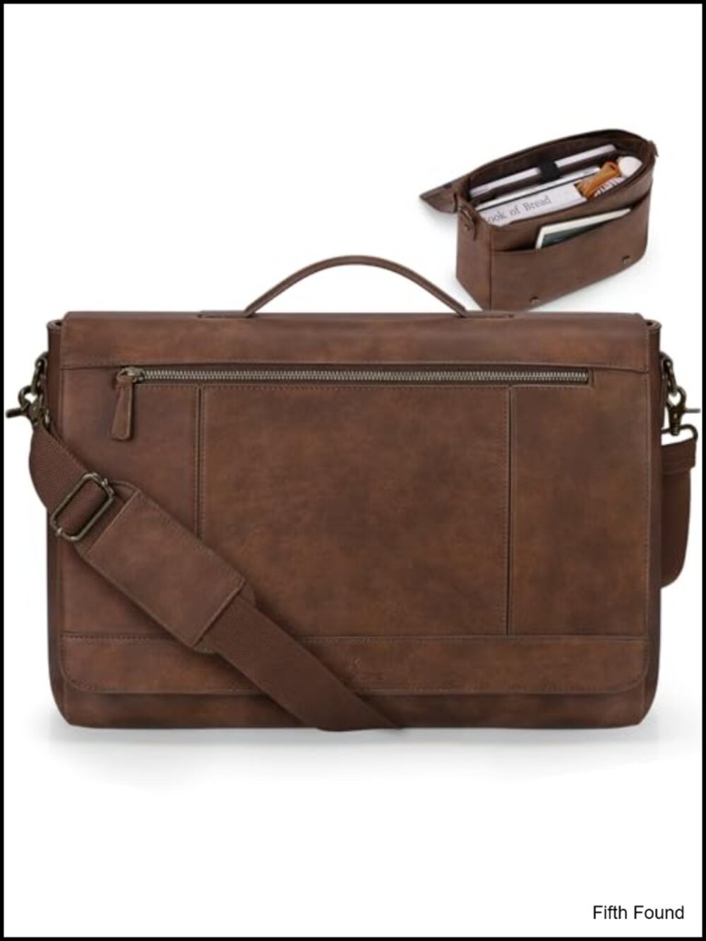 Premium PU Leather Messenger Bag for 15.6" Laptop